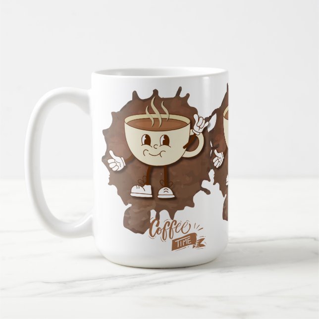 **Coffee Time – Cute Smiling Cup Steam  Kaffemugg (Vänster)