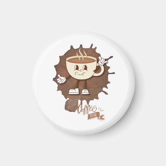 **Coffee Time – Cute Smiling Cup Steam  Magnet (Framsidan)