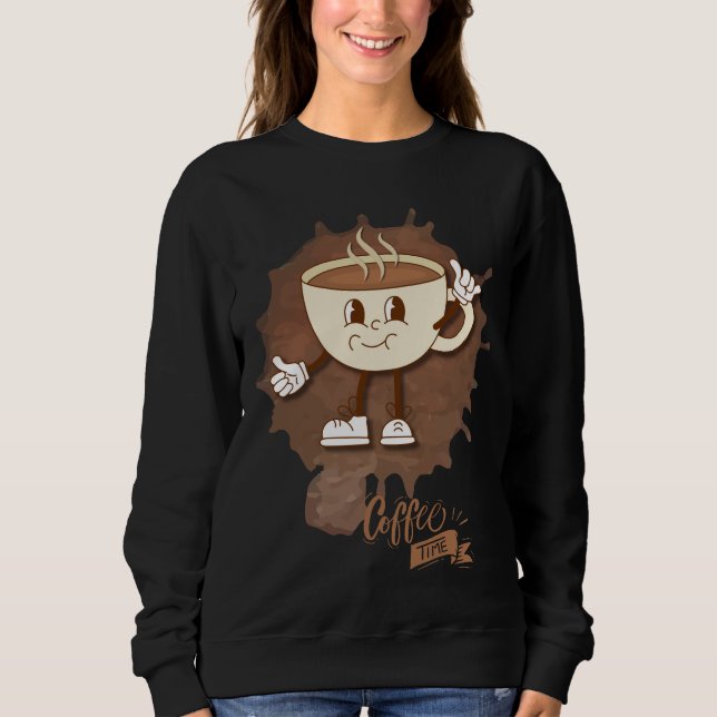 **Coffee Time – Cute Smiling Cup Steam  T Shirt (Framsida)
