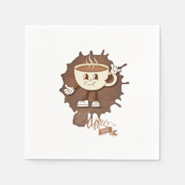 Coffee Time – Cute Smiling Cup with Heart Steam &  Pappersservett