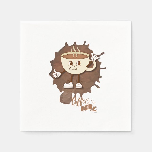 Coffee Time – Cute Smiling Cup with Heart Steam &  Pappersservett (Framsidan)