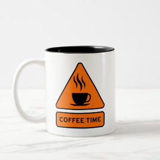 Coffee Time Hazard Sign Två-Tonad Mugg