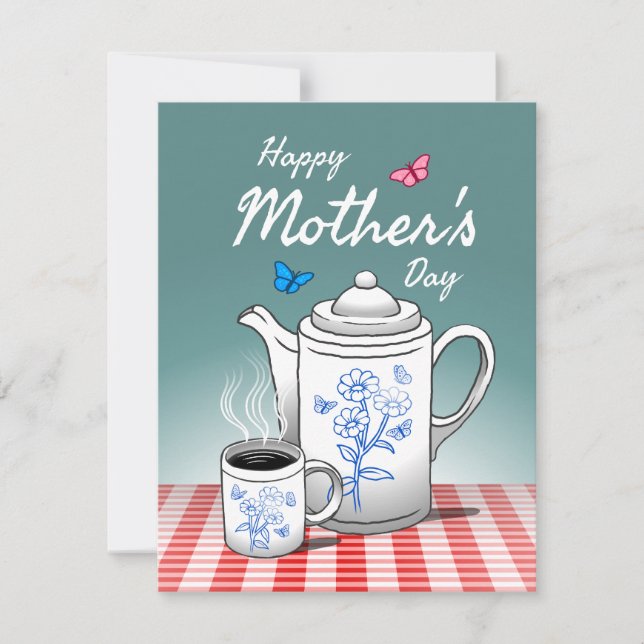 Coffee Time Mothers Day Holiday Card Julkort (Framsida)