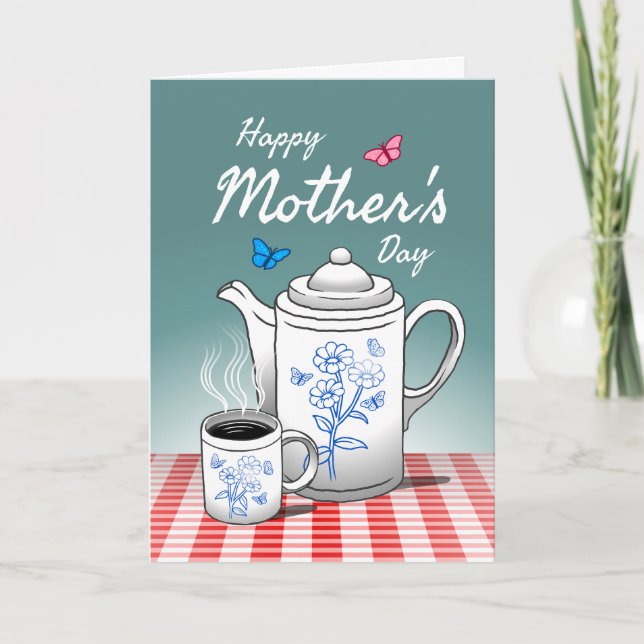 Coffee Time Mothers Day Holiday Card Kort (Framsida)