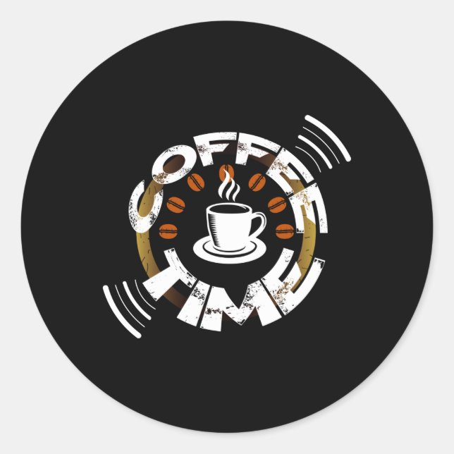 Coffee Time Runt Klistermärke (Framsida)