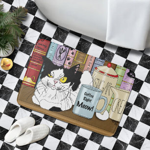 Coffee Tuxedo Cat Funny Badrumsmatta