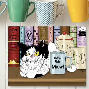 Coffee Tuxedo Cat Funny Poster