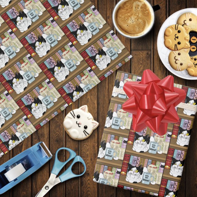 Coffee Tuxedo Cat Funny Presentpapper (Skapare uppladdad)