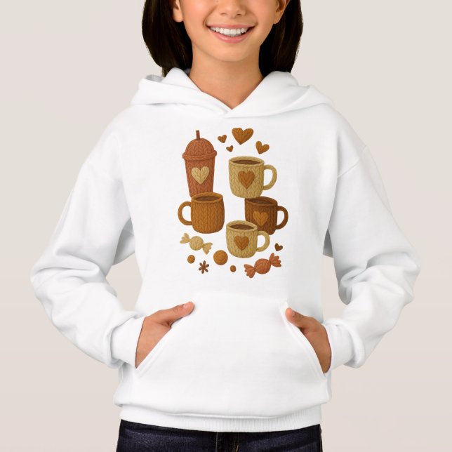 Coffee Valentine Day Love Knitted Hearts Hugs T Shirt (Framsida)