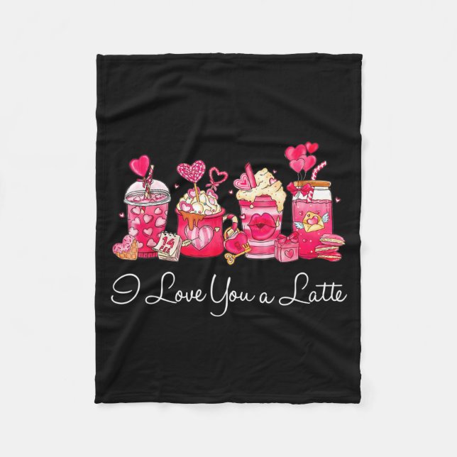Coffee Valentine Shirt I Love You A Latte  Fleecefilt (Framsidan)