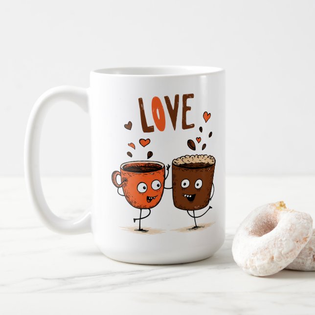 Coffee Vibes Minimalist Latte Art  Kaffemugg (Med munk)