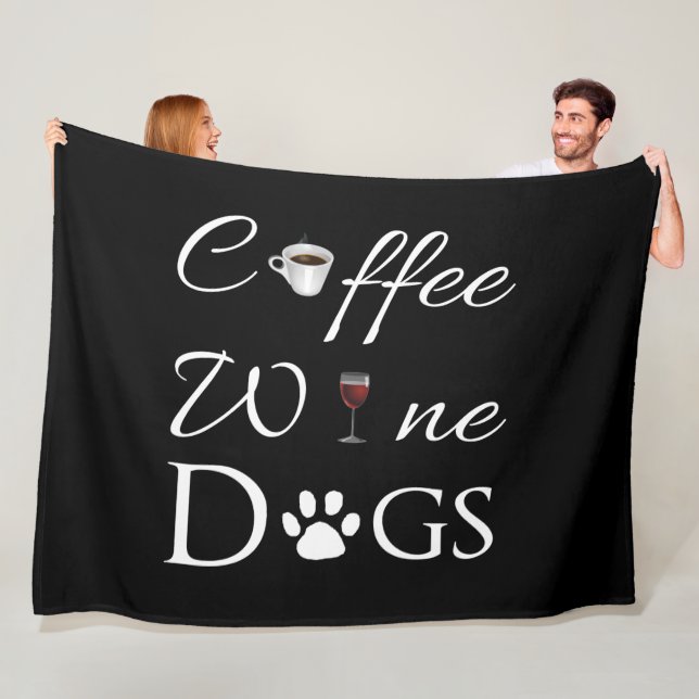 Coffee Vin Hundar Fleece Blanket (På plats)