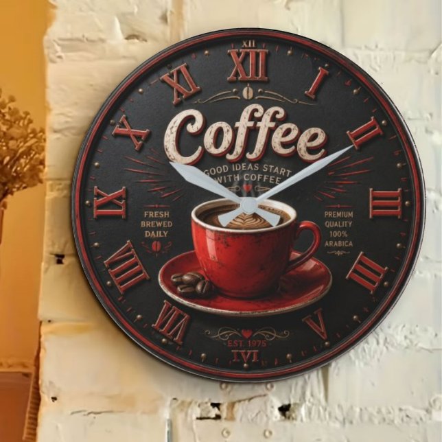 Coffee Vintage Latte Stor Klocka (Skapare uppladdad)