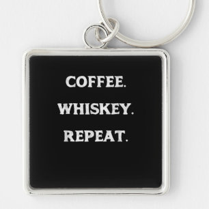 Coffee Whiskey Upprepa Fyrkantig Silverfärgad Nyckelring