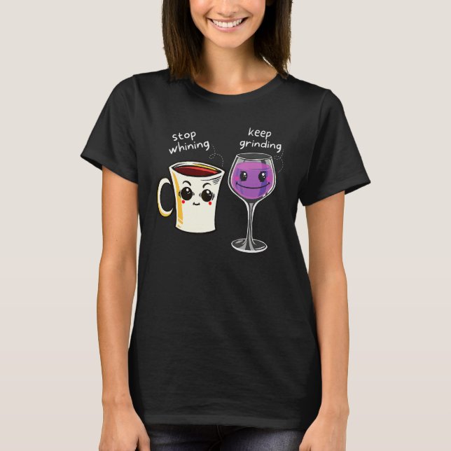Coffee Wine Couples Romantic Dating Humor T Shirt (Framsida)