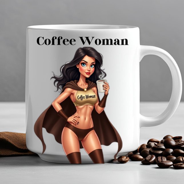 COFFEE WOMAN BREAK TIME LUNT Novelty Office Gift Kaffemugg (Super Hero gifts for her  Mothers Day Christmas birthday office gifts coworkers white elephant gifts)