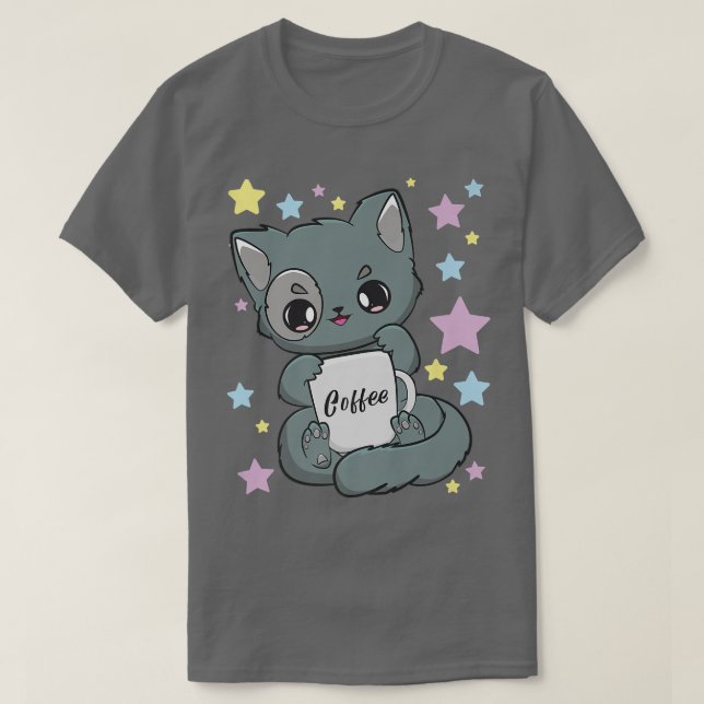 Coffee Yami Kawaii Chibi Anime Cat Moka Fairy Kei  T Shirt (Design framsida)
