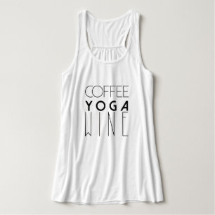 Coffee Yoga Vin   Typografi för Chic Linne Med Racerback