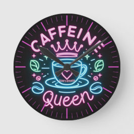 ☕ Coffeecore Clock Coffee Meme Caffeine Queen Rund Klocka