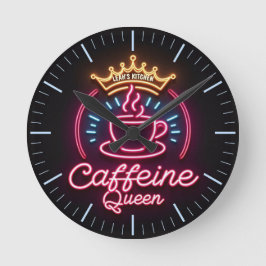 ☕ Coffeecore Clock Coffee Meme Caffeine Queen Rund Klocka