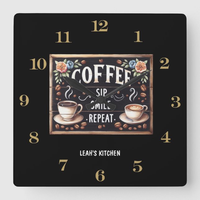 Coffeecore Clock Coffee Memes Barista Chalkboard Fyrkantig Klocka (Framsida)