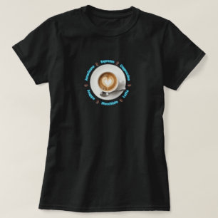 Coffeemjölk hjärtdesign t-shirt