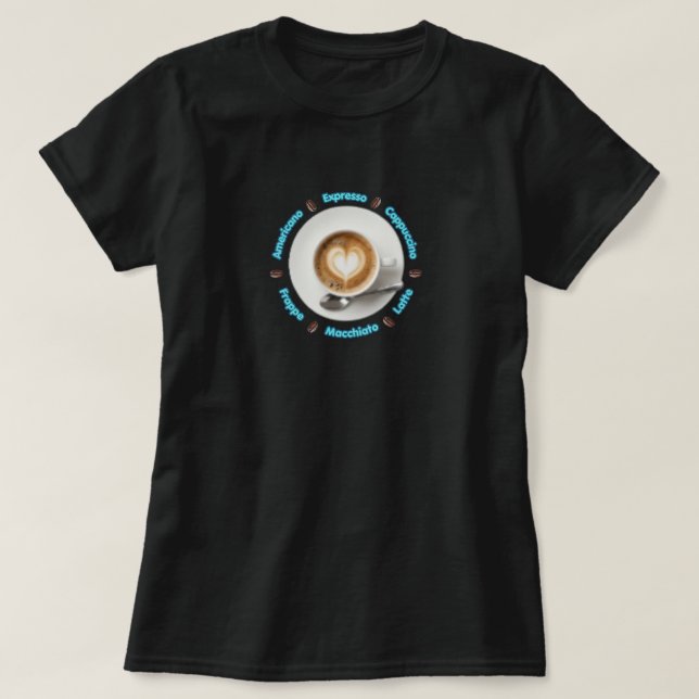 Coffeemjölk hjärtdesign t-shirt (Design framsida)