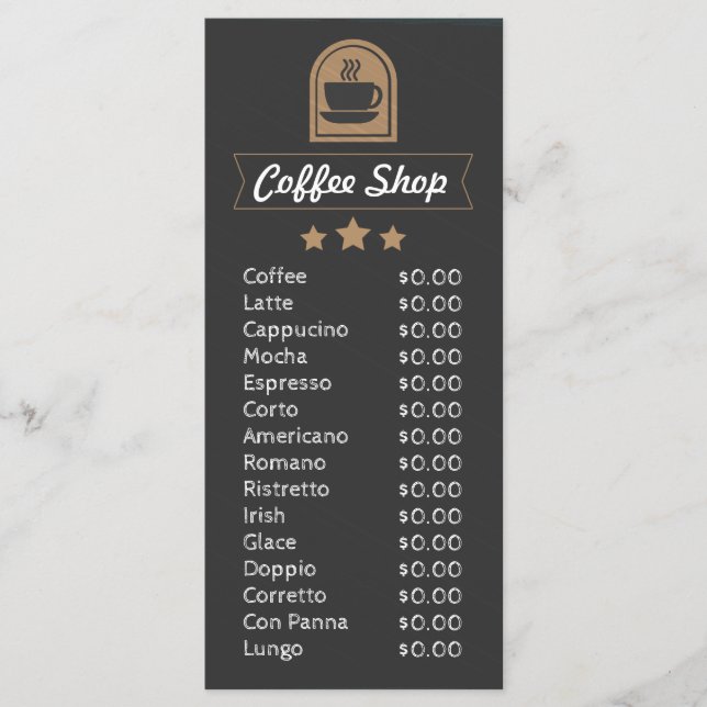 Coffeeshop anpassningsbar meny mall för att lägga  (Framsida)
