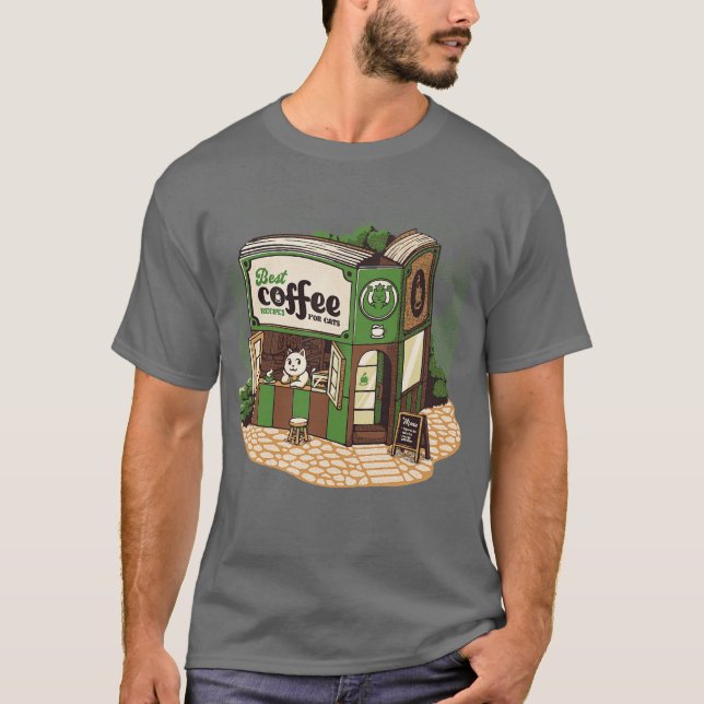Coffeeshop Cats Bookstore av Tobe Fonseca T Shirt (Framsida)