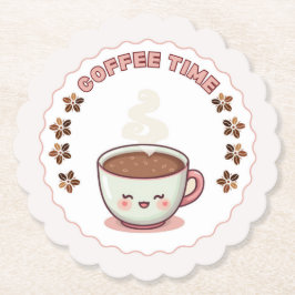 Coffeetid Söt Kawaii Kaffe Kopp Underlägg Papper