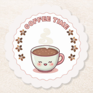 Coffeetid Söt Kawaii Kaffe Kopp Underlägg Papper