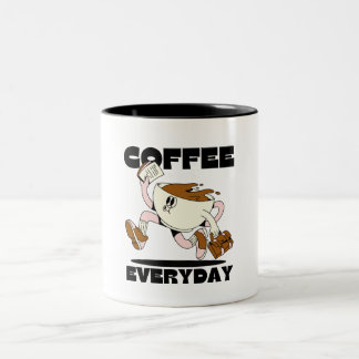 Coffevardaglig Brown Retro Illustrative Två-Tonad Mugg