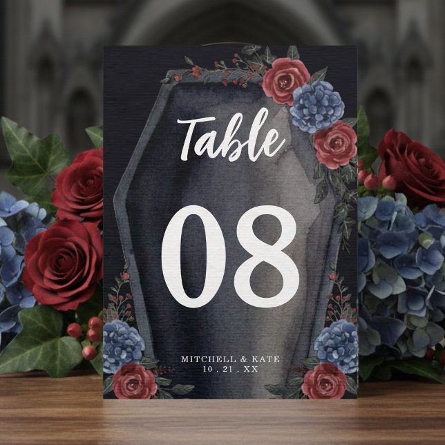 Coffin Floral Gothic Wedding Table Number (Skapare uppladdad)