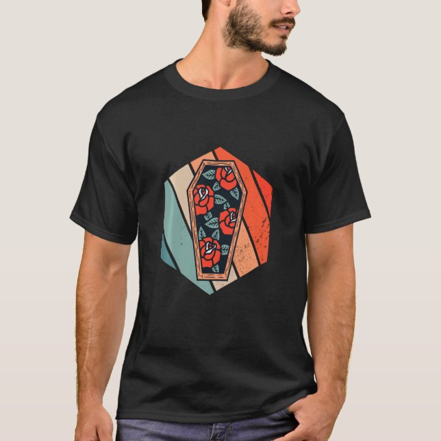 Coffin Retro Funeral Graveyard Gothic Mortician Fl T Shirt (Framsida)