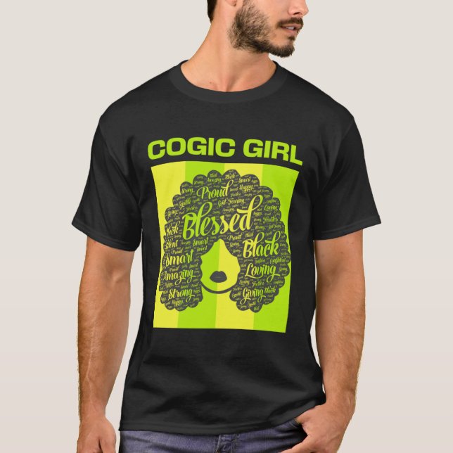 COGIC Girl Christian Woman Afro T Shirt (Framsida)