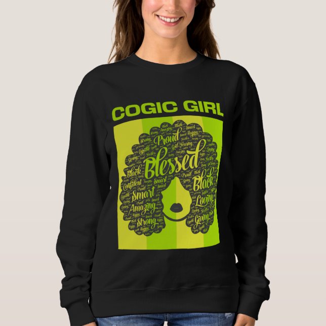 COGIC Girl Christian Woman Afro T Shirt (Framsida)