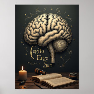 Cogito Ergo Sum - Gothic Mörk Academia Philosophy Poster