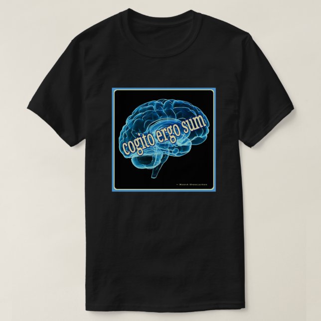 Cogito Ergo Sum I Tänka Därför är jag Decartes T Shirt (Design framsida)