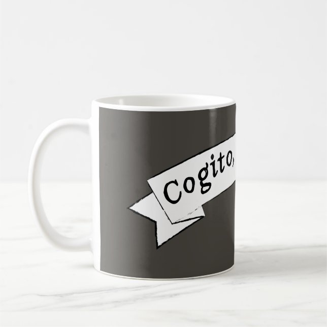 Cogito, ergo sum - Jag tänker, alltså existerar ja Kaffemugg (Vänster)