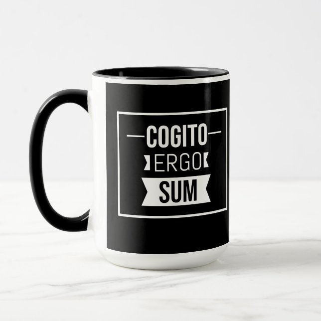 Cogito ergo sum - latinsk fras - svart mugg (Vänster)