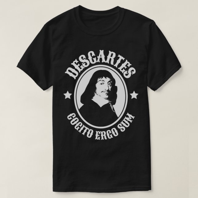 Cogito Ergo Sum Philosopher Rene Descartes T Shirt (Design framsida)