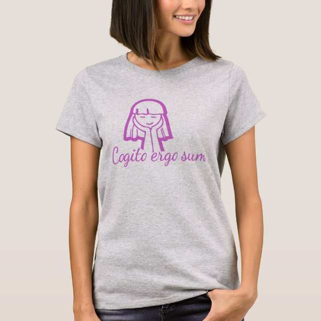 Cogito ergo Summan som tänker på rosa lila t-shirt (Framsida)
