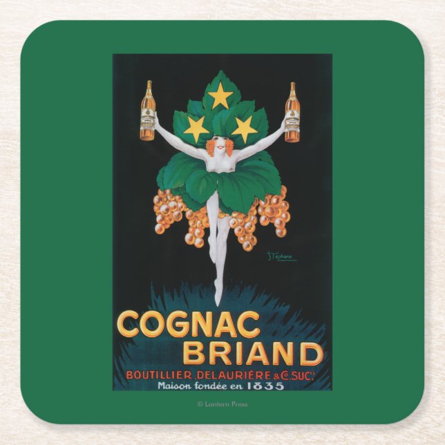 Cognac Briand befordrings- affisch Underlägg Papper Kvadrat (Framsidan)