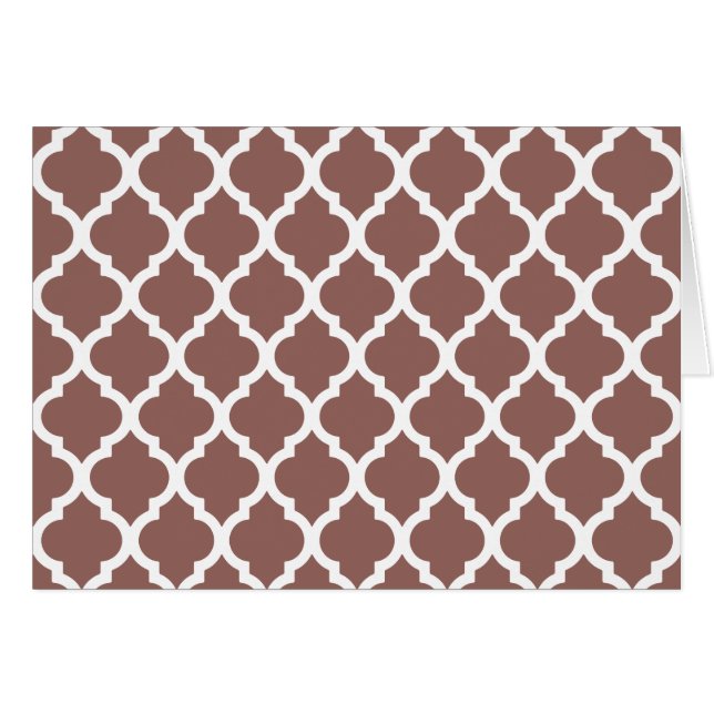 Cognac Leather Brown Moroccan Tile Trellis Hälsningskort (Framsidan Horizontal)
