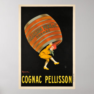 Cognac Pellisson Beverage Barrel Vintage affisch