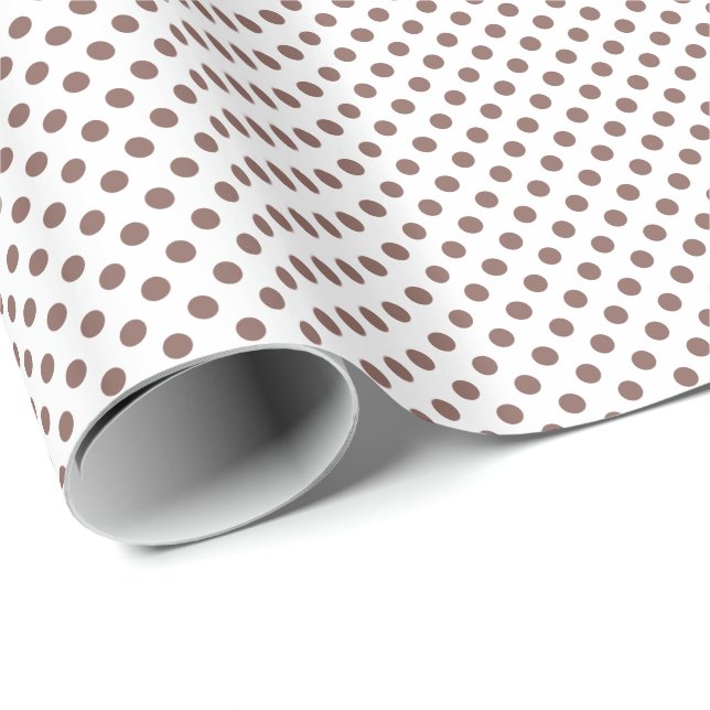 Cognacbruna prickar på vit bakgrund presentpapper (Rullad Hörn)