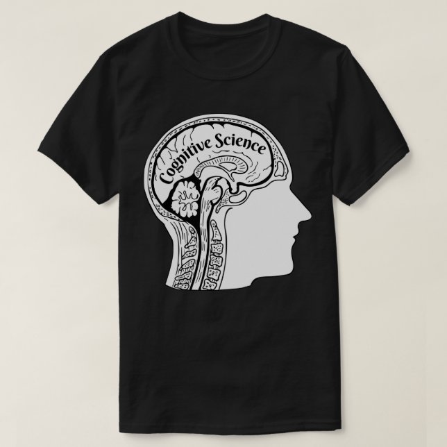 Cognitive Science Brain Skull Anatomy Mörk Academi T Shirt (Design framsida)