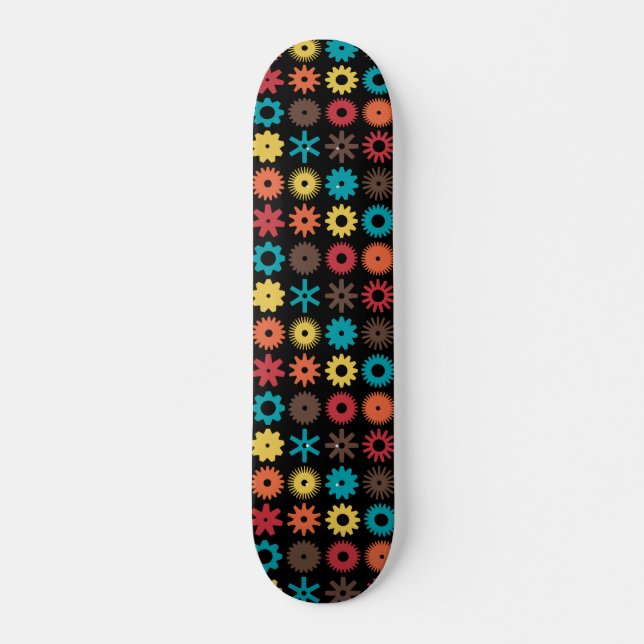 Cogs - Färg 02 - on Black Mini Skateboard Bräda 18,7 Cm (Framsida)