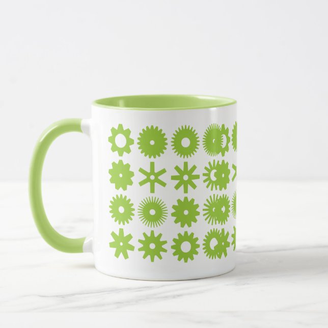 Cogs - Lime Green on White Mugg (Vänster)