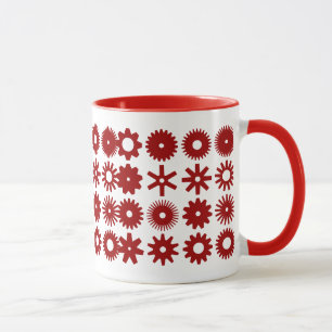 Cogs - Ruby Red on White Mugg